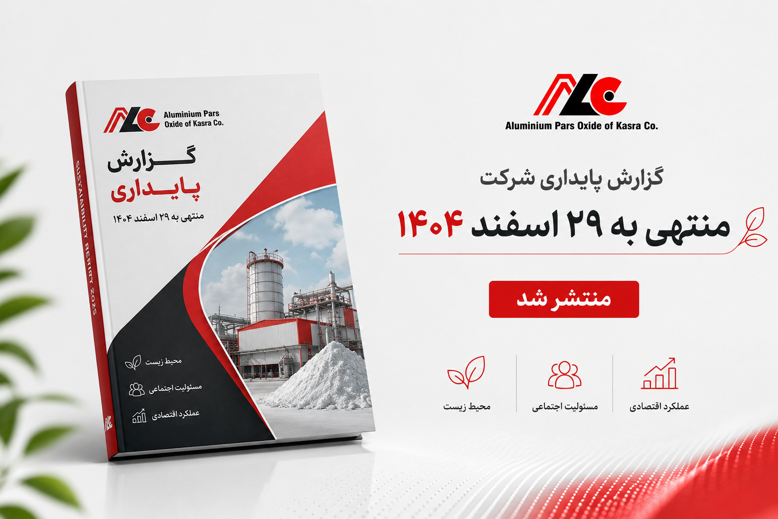 گزارش پایداری شرکت آلومینیوم پارس اکسید کسرا(سهام عام) سال مالی منتهی به 29 اسفند 1404 